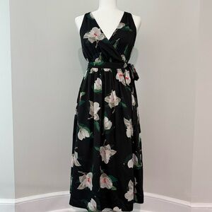 Floral midi wrap dress
